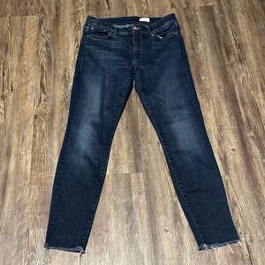 Mother Looker Ankle Fray Jeans Women's 30 Stretchy Designer in No Play Wash